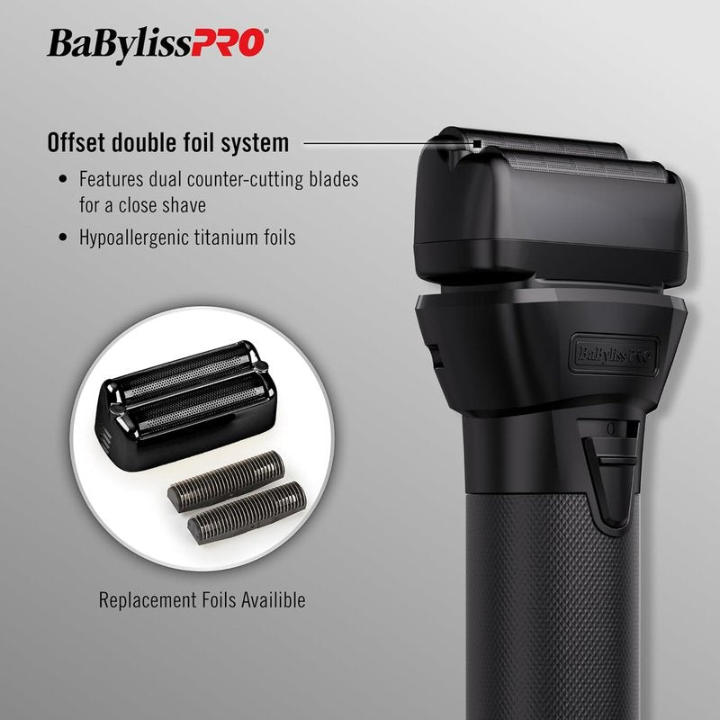 BaBylissPRO FXONE Double Foil Shaver - Interchangeable Battery for Precision Grooming