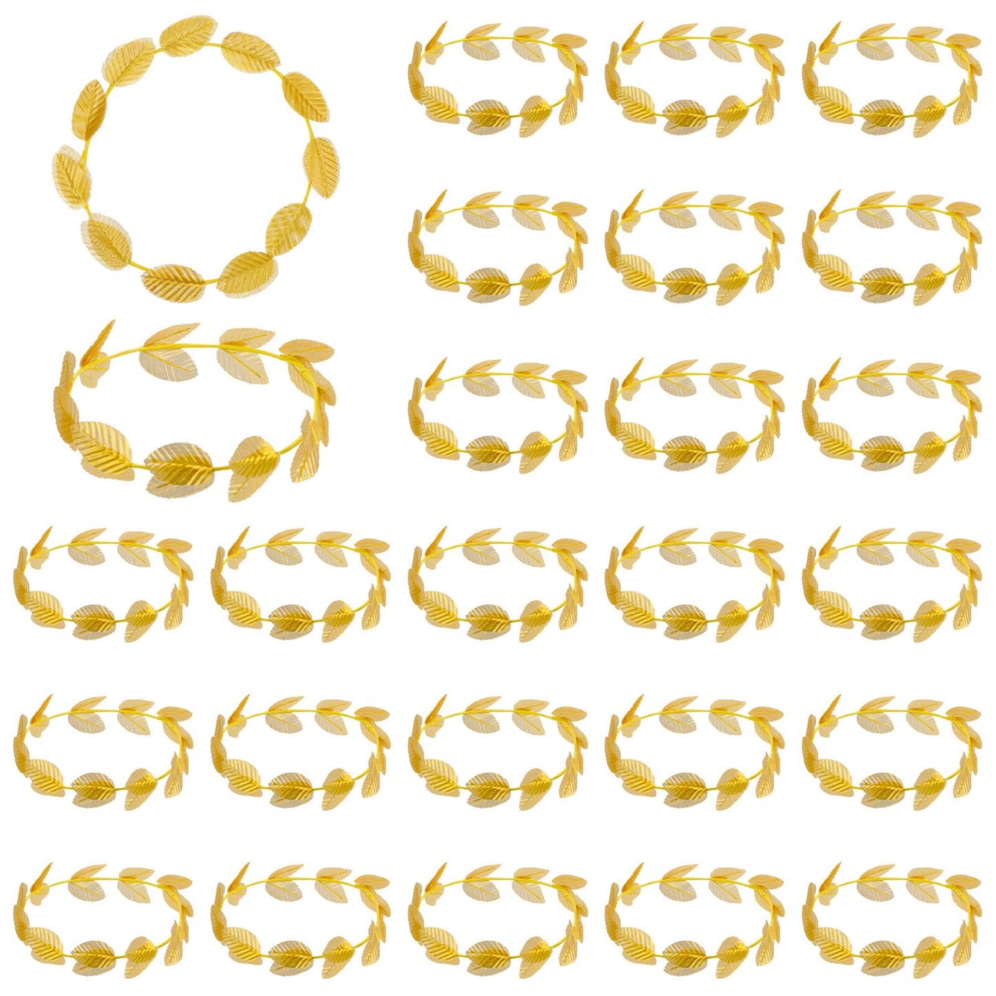 24Pcs Roman Laurel Toga Head Wreath Goddess Headpiece Circlet 7.3 Inches in Diameter Gold Leaf Crown Golden Greek Emperor Crown Toga Headwear