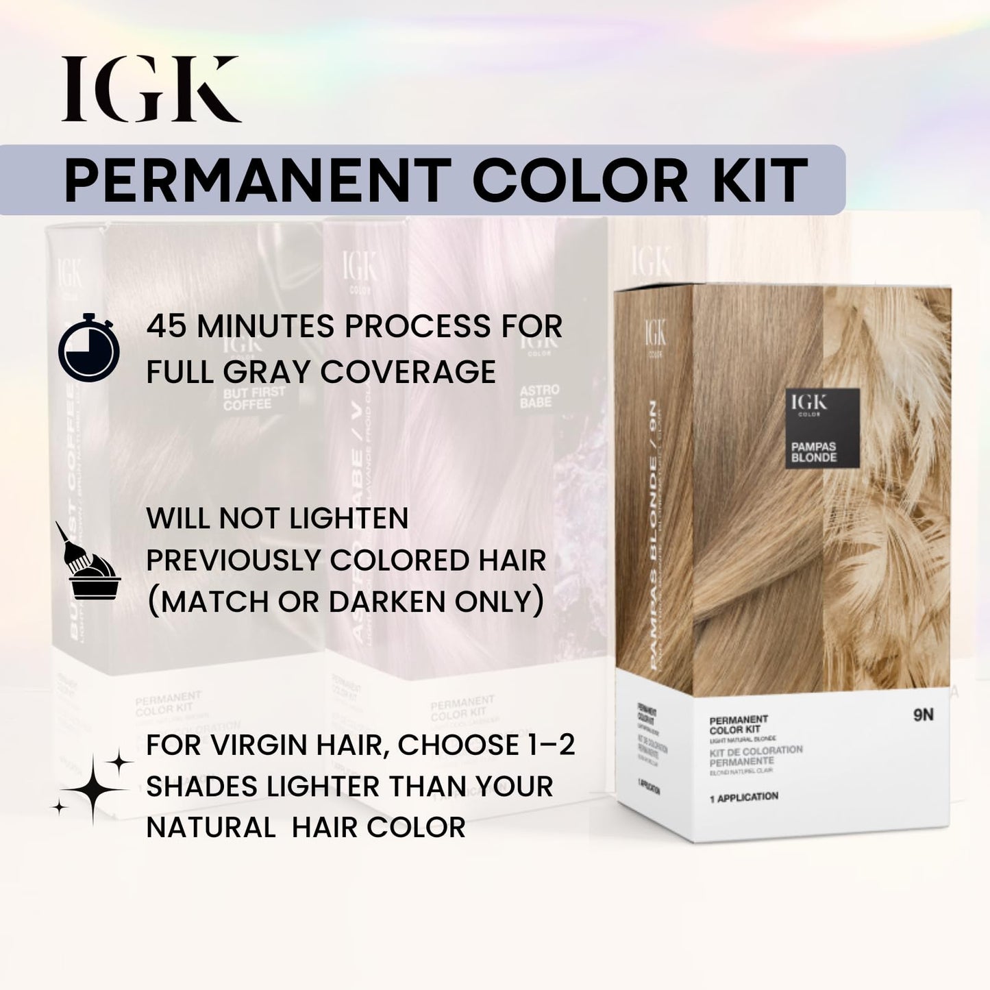 IGK Permanent Hair Dye Color Kit | 7C Copper Cola - Dark Coppery Blonde | 100% Gray Color Coverage + Strengthen + Shine | Ammonia Free