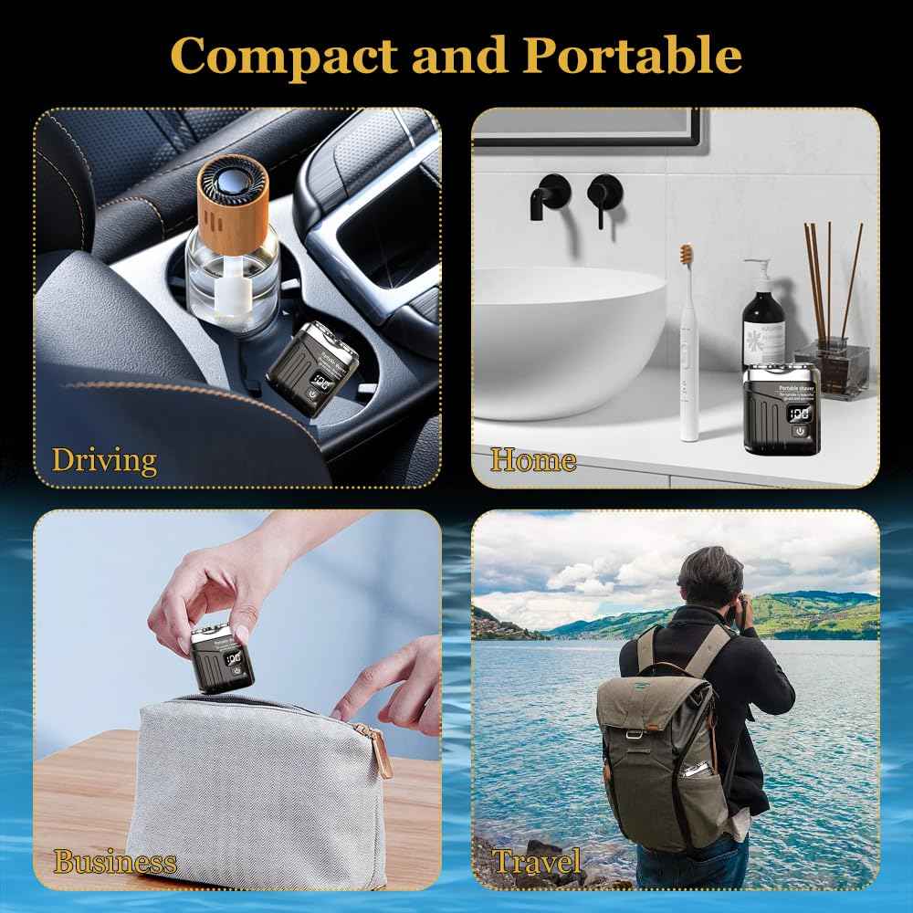 KUIRUNRX® Beard Shaver Mini, Mini Portable Electric Shaver, Cordless Travel Shavers, Removable Blades for Wet and Dry use, Suitable for Travelling at Home (Black)