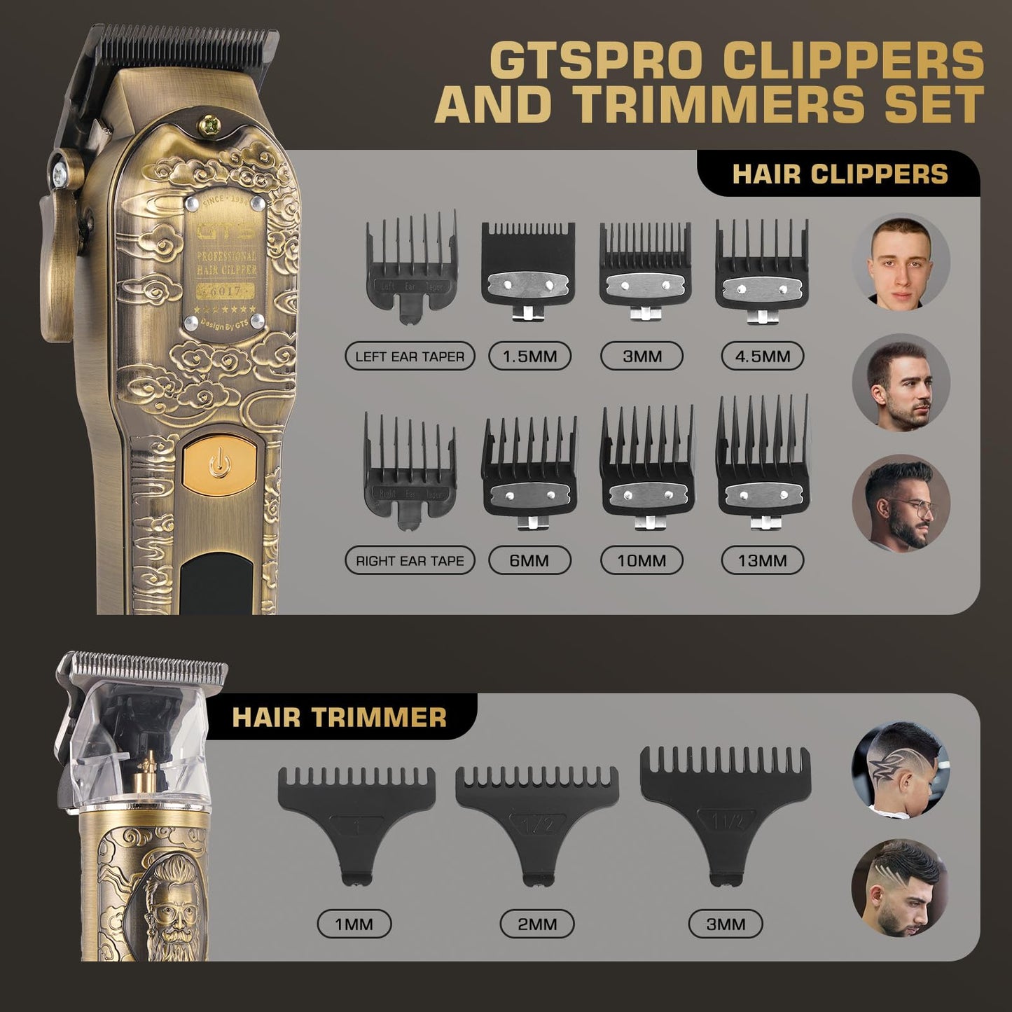GTSPROProfessional Hair Clippers for Men – Cordless Barber Clippers with LCD Display, Precision Trimmer & Travel Case – Gifts for Men Husband Father