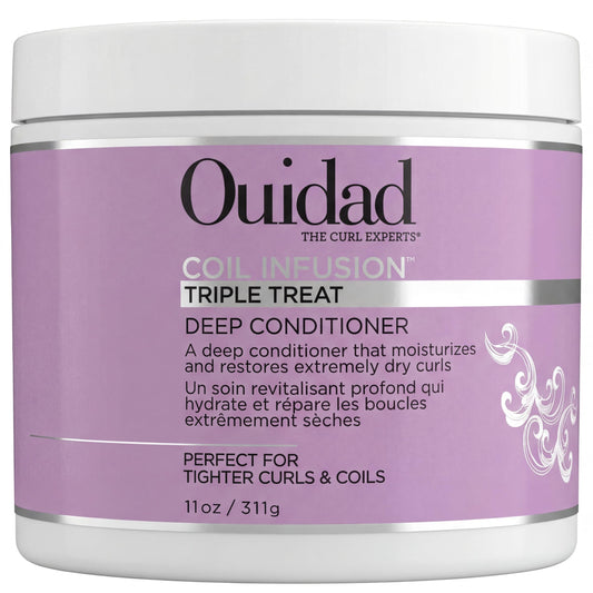 Ouidad Coil Infusion Triple Treat Deep Conditioner 11oz | Moisture Mask for 3C 4A 4B 4C Curly Coily Hair | Ceramide Repair with Black Castor, Avocado, Grapeseed Oils | Strength Care