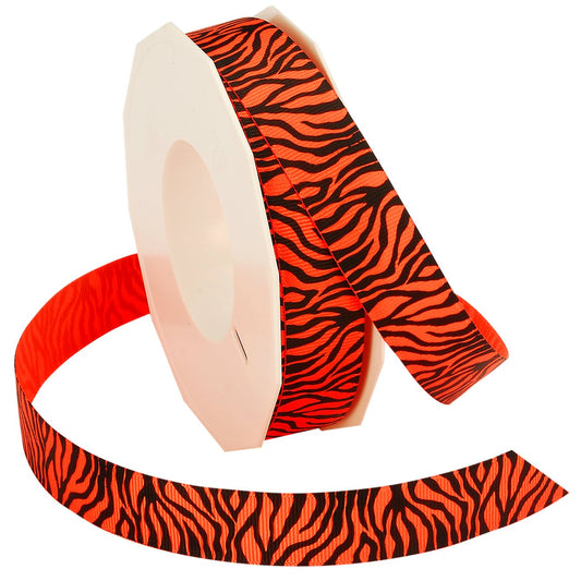 Morex Ribbon Neon Zebra Grosgrain Ribbon, 7/8-Inch by 20-Yard, Tangerine (Model: 33822/20-629)