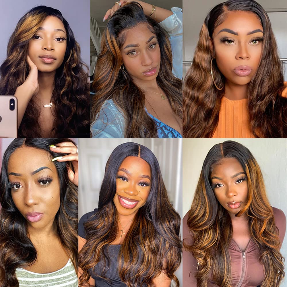 P4/30 Human Hair Bundles Body Wave Bundles With Highlights Human Hair 14 16 18 Inch Brazilian Virgin Remy Hair Extensions Dark Brown Bundle Hair Weave Salon Quality 100g/Pc