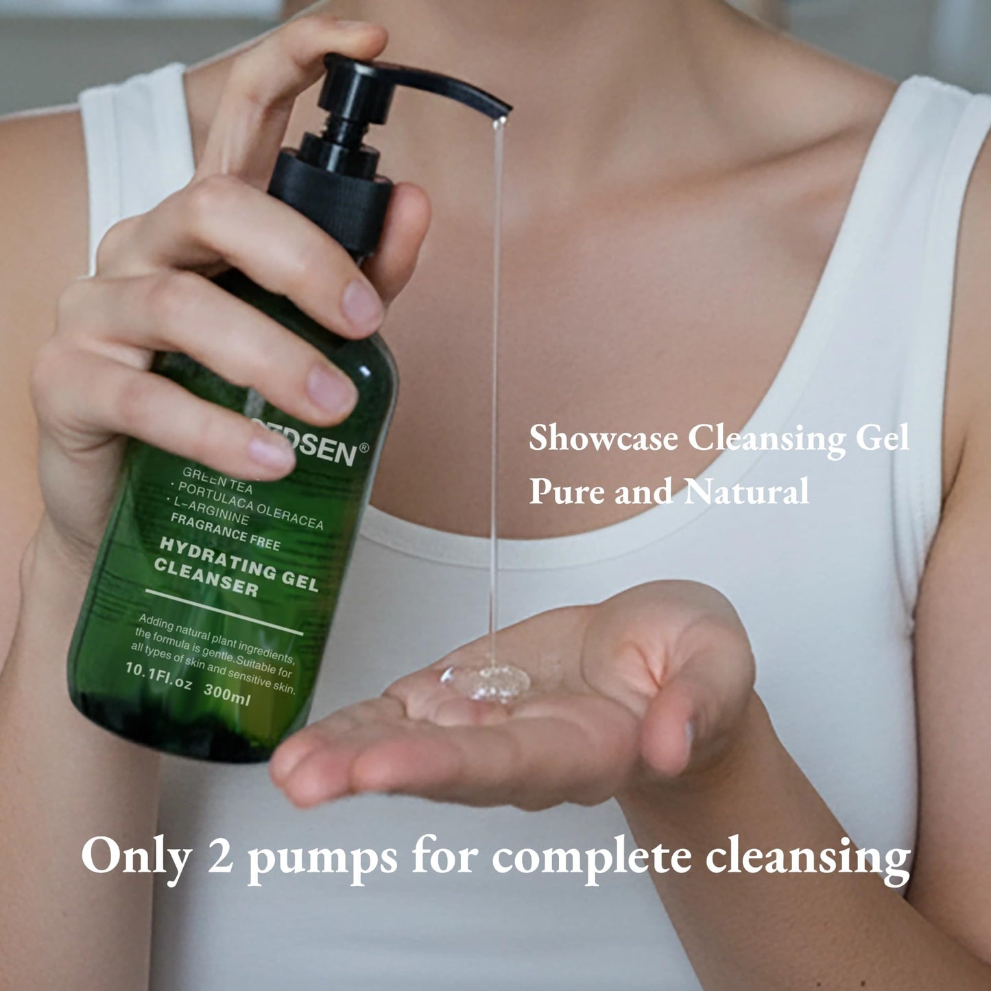 MISSEDSEN Hydrating Face Wash Foaming Facial Cleanser with Green Tea, Fragrance Free, For Normal to Dry, Sensitive, All Skin Types 10.1Fl oz