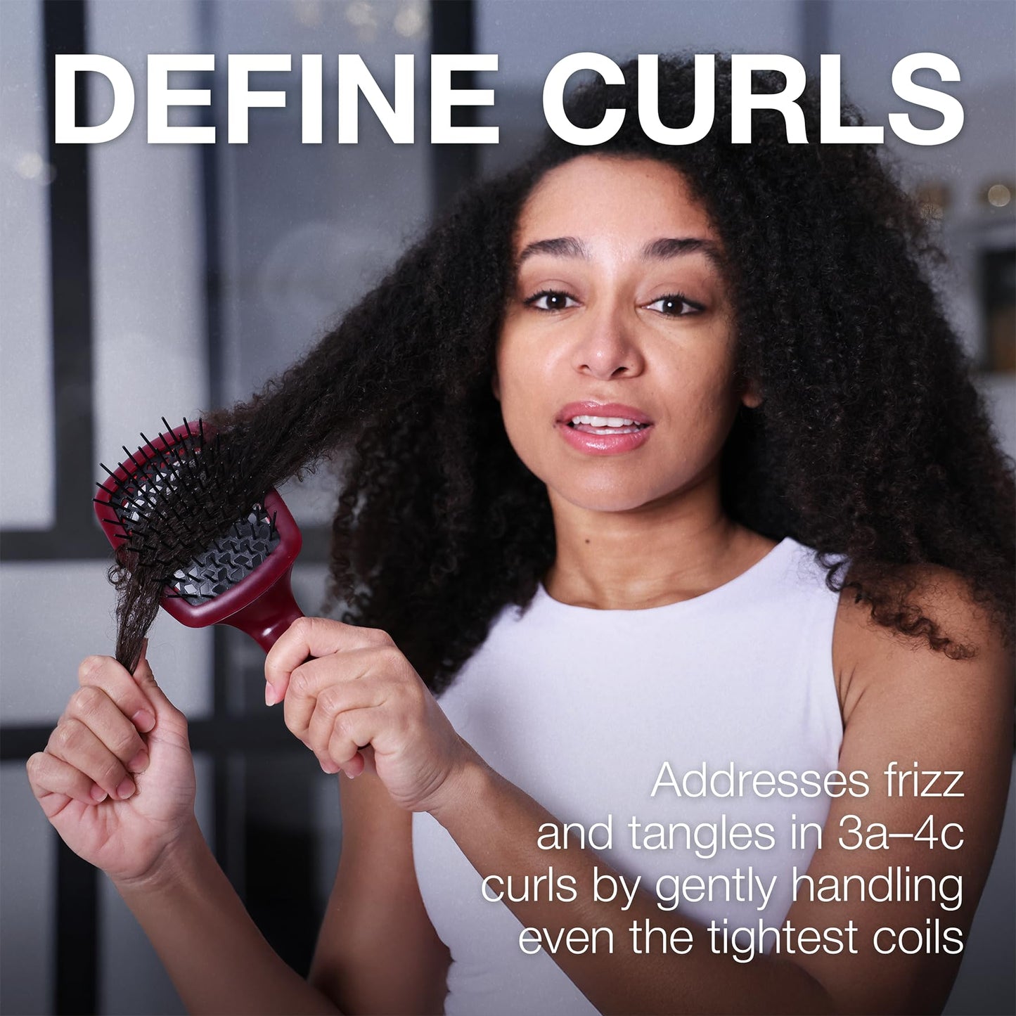 Janeke Curvy Hair Brush with Ergonomic Handle – Vented Brush for Blow Drying & Smoothing – Anti Static Detangler for Thick, Curly & Wet Hair (Red - Black)