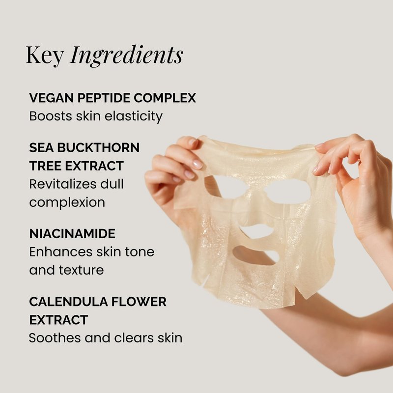 BEIGIC Luminous Hydrating Sheet Mask - Vegan Moisturizing Firming Face Mask Pack with Peptides, Vitamin C & Niacinamide for Dewy Glass Skin (4ea, 0.84 fl oz)