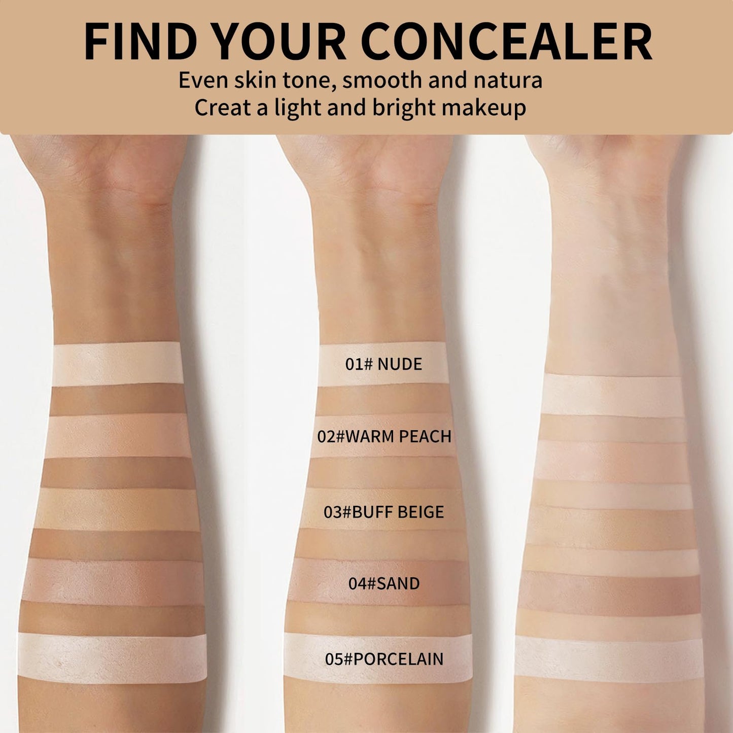 2 Pcs Liquid Concealer Makeup, Eye Concealer, Full Coverage Concealer For Dark Circle Reduces Look of Fine Lines & Blemishes, Buildable Coverage (BUFF BEIGE)