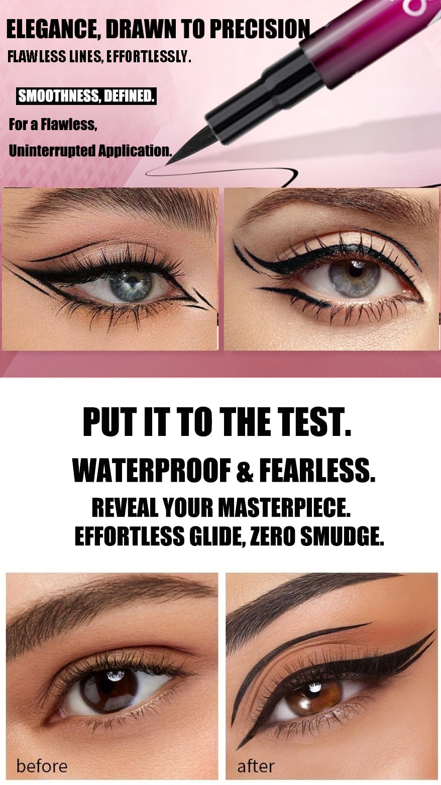 Gnker Eyeliner Waterproof Professional Liquid Long Lasting Cosmetics Eye Liner Pen Black 12 pcs
