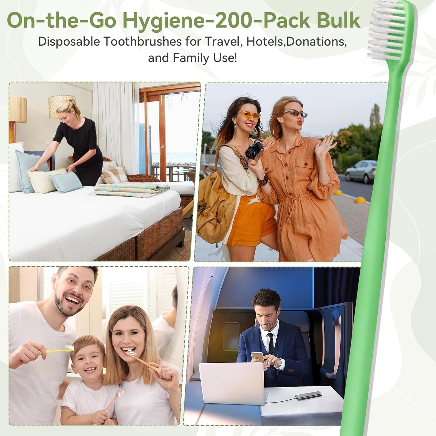 Disposable Toothbrushes Bulk - 200 Pack Individually Wrapped Soft Bristles | Travel, Hotel, Dental Office, Emergency Hygiene, 5 Colors