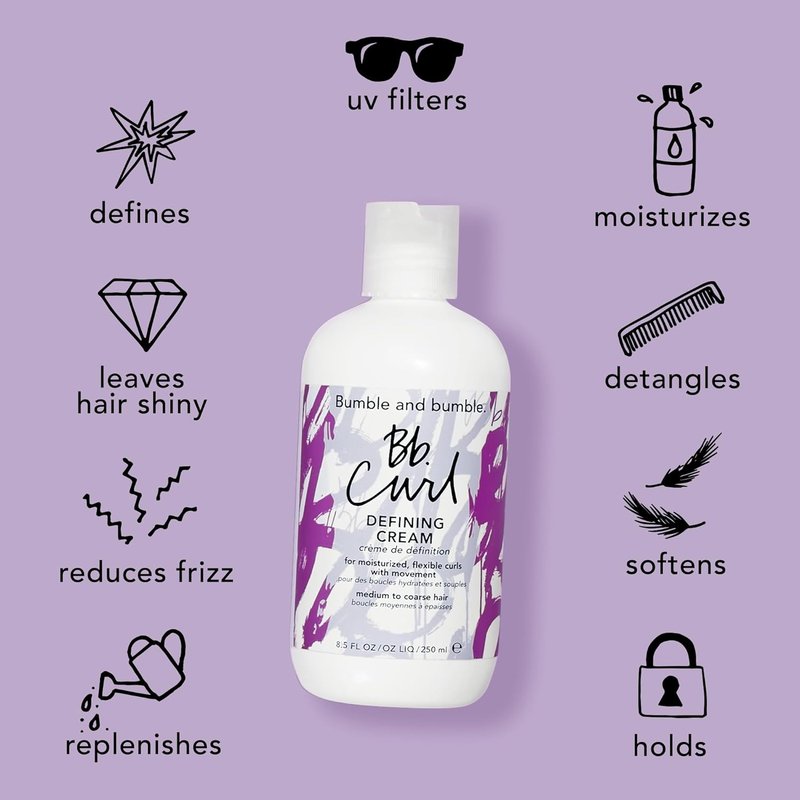 Bumble and bumble. Curl Defining Styling Cream - Moisturizing Anti-Frizz Formula for Coily, Curly & Wavy Hair | With Jojoba, Avocado & Coconut Oil