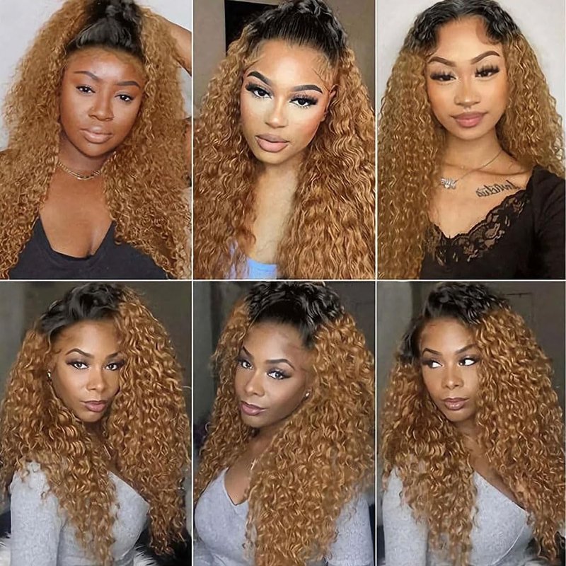 Honey Blonde Kinky Curly Human Hair Bundles - Two Tone Ombre | 8, 10, 12 Inch Lengths