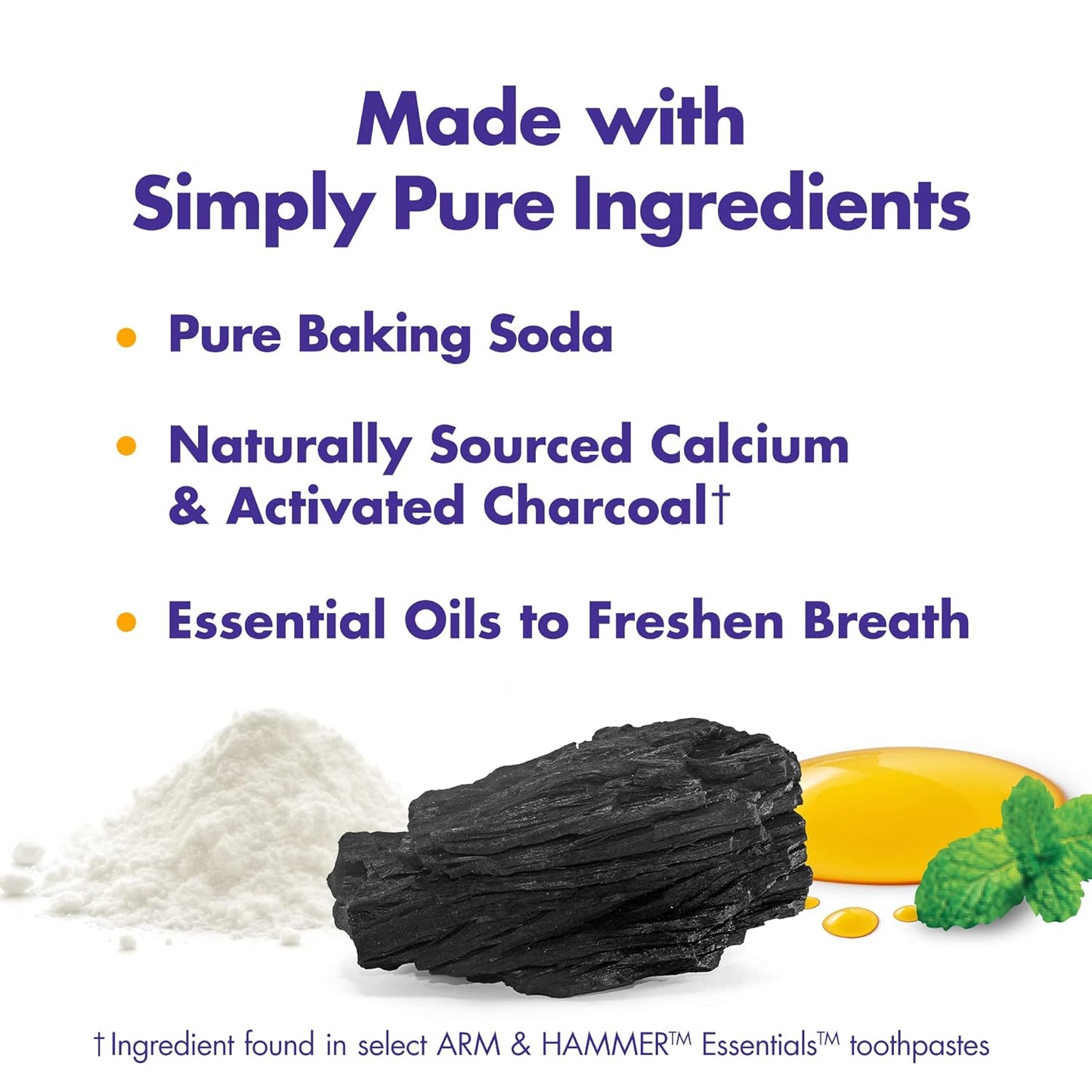ARM & HAMMER Fluoride-Free Toothpaste with Activated Charcoal - 4 Pack of 4.3oz Mint Tubes | Natural Baking Soda Deodorant 4-Pack