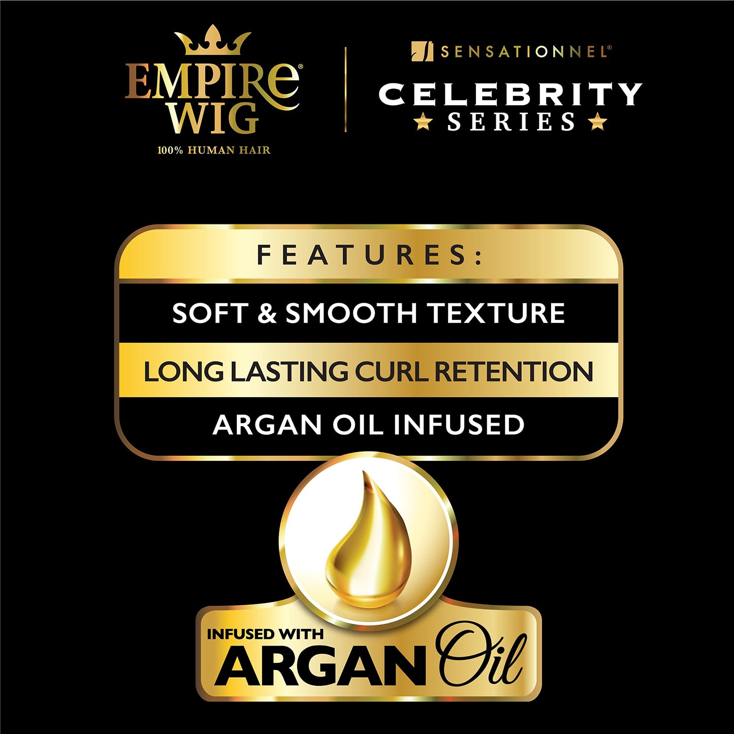 Sensationnel Empire Human Hair Wig - Cia Celebrity Inspired Collections Pre-Styled Salon Cut Hair (1B OFFBLACK)