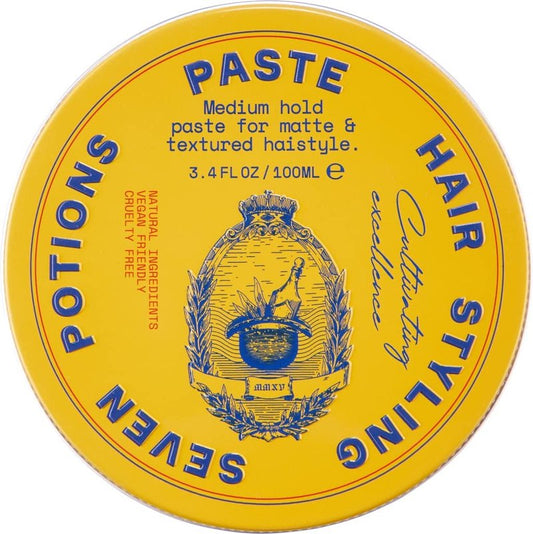 SEVEN POTIONS Men’s Hair Styling Paste — Medium, Flexible Hold with No Shine — Water-Based, Natural, Vegan & Cruelty-Free — Easy Restyle, No Shine — Alternative to Hair Putty, Clay Pomade — 3.4 fl oz