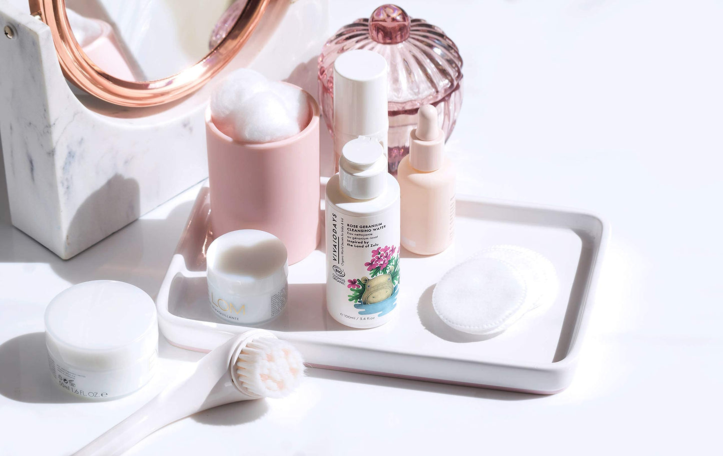 VIVAIODAYS Organic Rose Geranium Cleansing Water -Quick Clean up for Baby & Gentle Makeup Remover (3.4 oz | 100 ml)