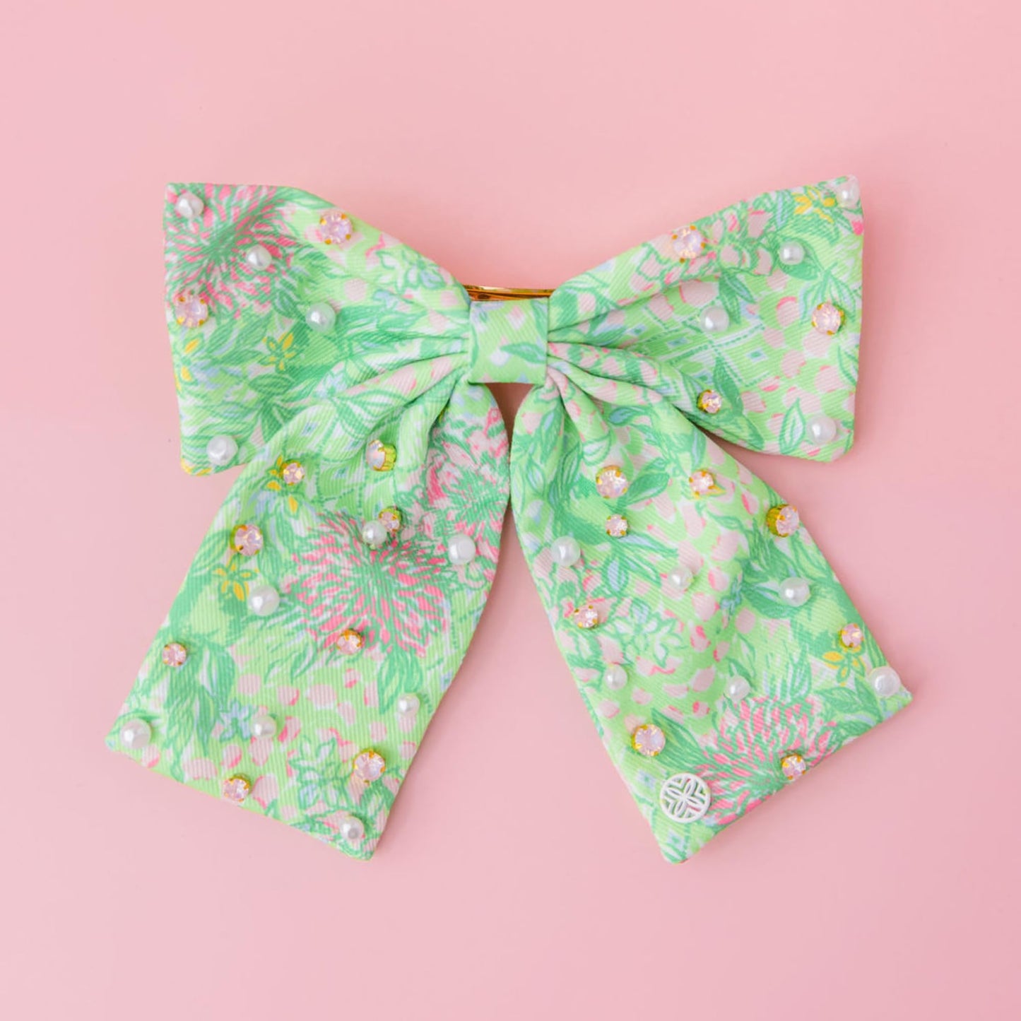 Lilly Pulitzer Hair Bow for Women, Cute Hair Accessories in Green Floral, Lime Feeling Good