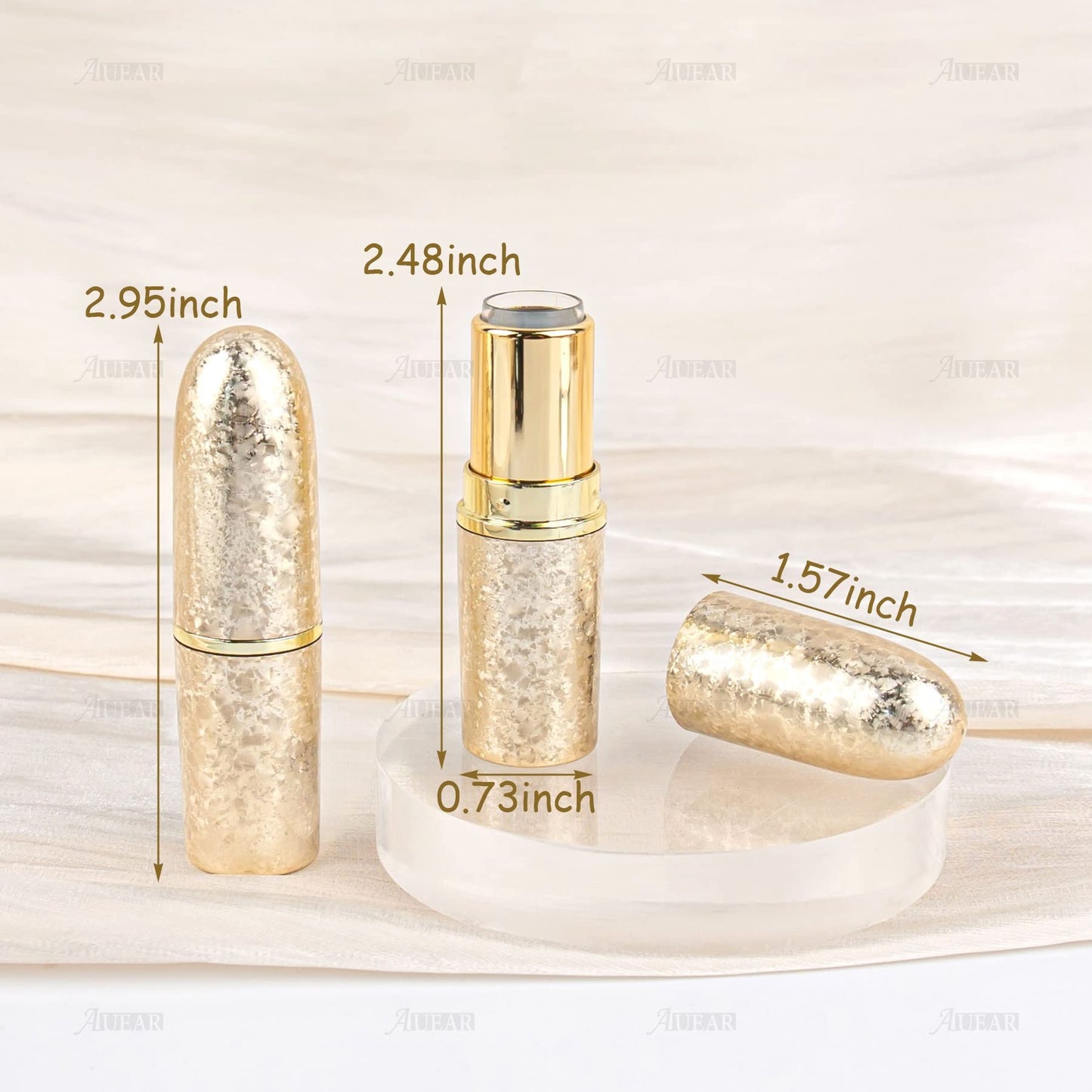 AUEAR, Empty Lip Balm Lipstick Tubes Container Bullet Shape for DIY (Gold, 8 Pack)
