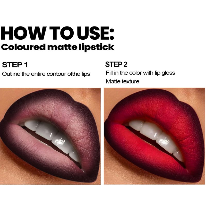 MooGlamor 3 Pcs Lip Liner and Gloss Set 2 in 1 Lipstick with Dual-Ended and Smooth Buildable Lip Gloss for Women Lip Combo Makeup (2 Pcs Matte #03#04)
