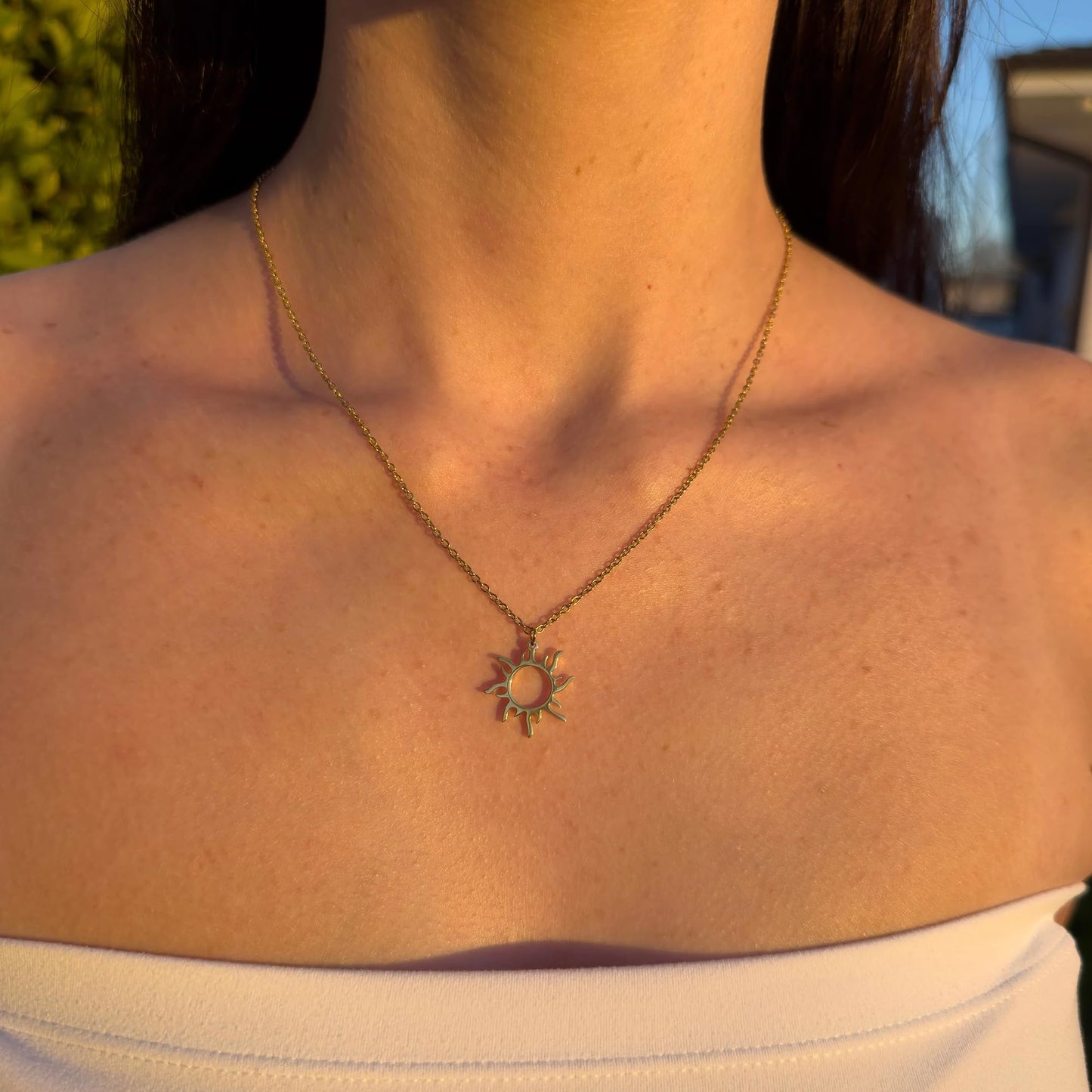 Ieftop Gold Necklace for Women - Dainty 14k Gold Plated Tiny Sun Choker Necklaces for Women Trendy Jewelry