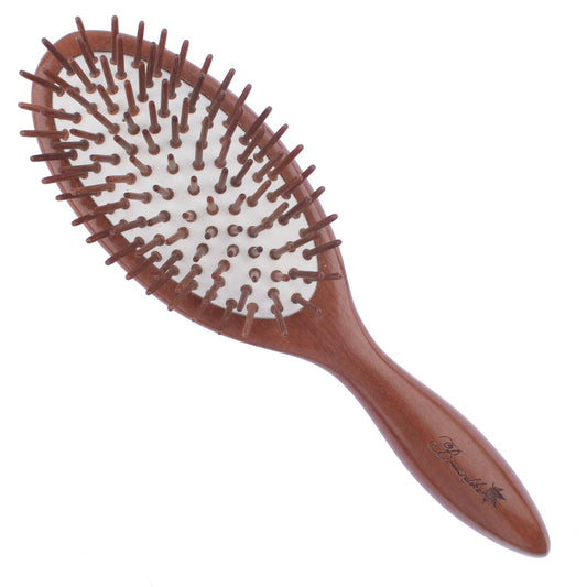 Breezelike Wood Hair Brush - Wooden Spindle Handle Detangling Massage Brush Handmade with Natural Red Sandalwood