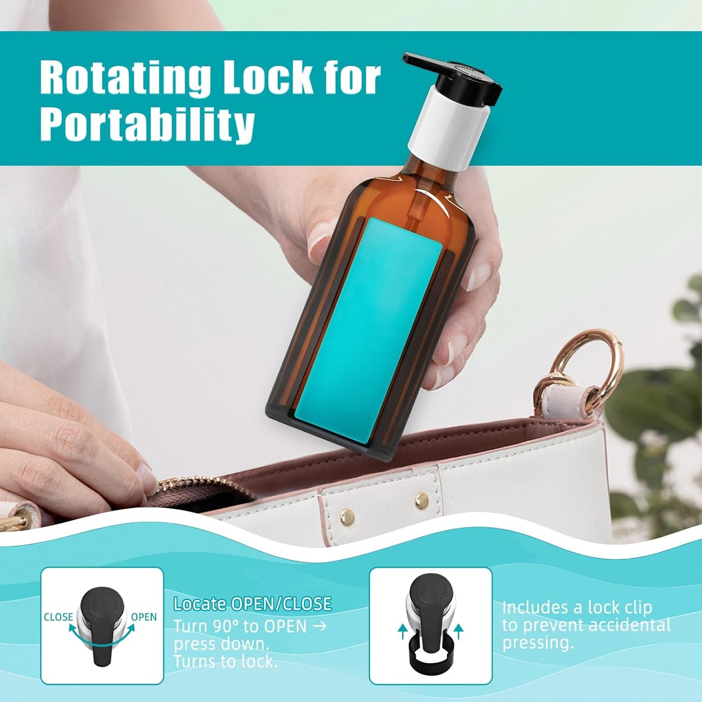 MOROCCANOIL Compatible Dispenser Pump Replacement - 2PCS Plastic Pumps with Lock Clip for Hair Oil Bottles | 1.7/3.4 Fl Oz