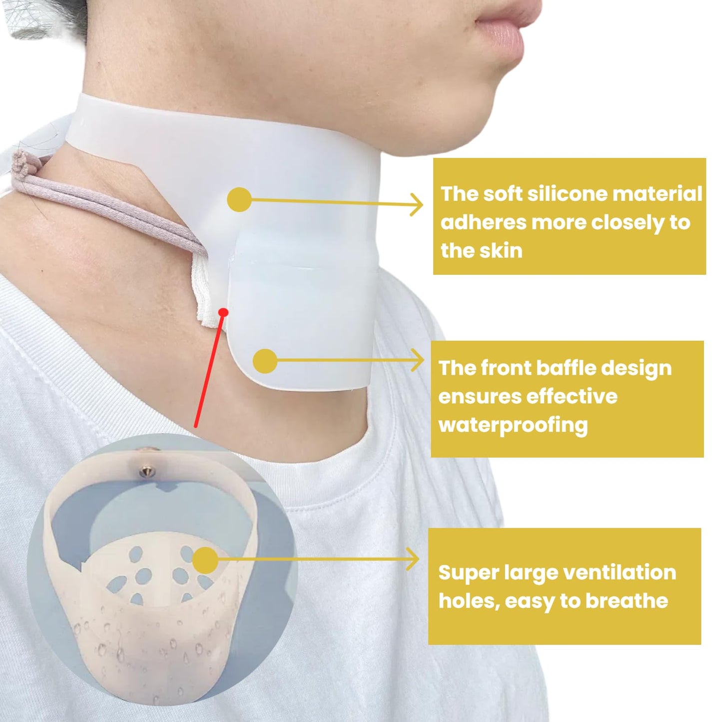 Sulieschen Stoma Guard Tracheostomy Shower Cover – Waterproof Silicone Neck Protection for Post-Tracheotomy Patients, Adjustable Fit, Breathable, Safe & Comfortable, Practical Gift for Recovery