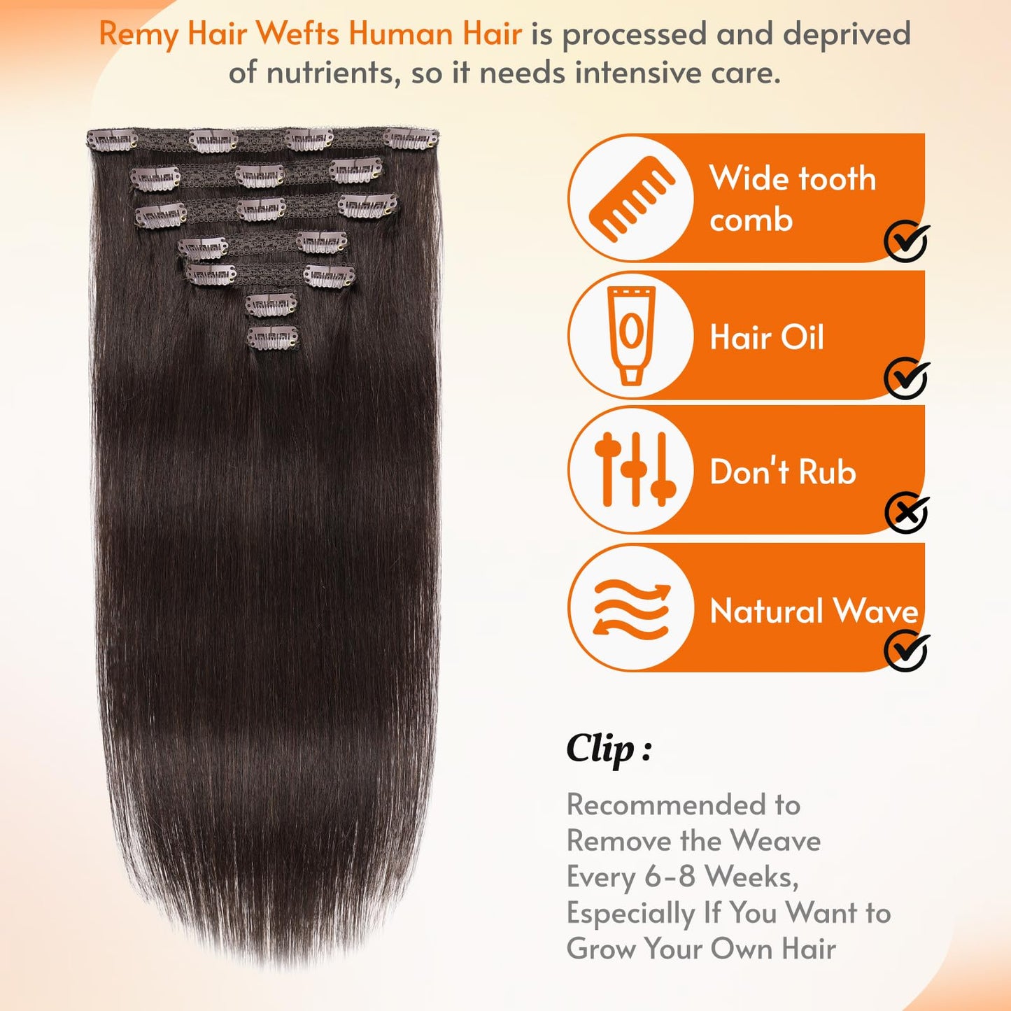 VKHAIR Clip in Hair Extensions Real Human Hair 16 inch, 7Pcs/70g Human Hair Clip in Extensions, Seamless Clip in Hair Extensions Human Hair #2 Dark Brown, 16 Inch