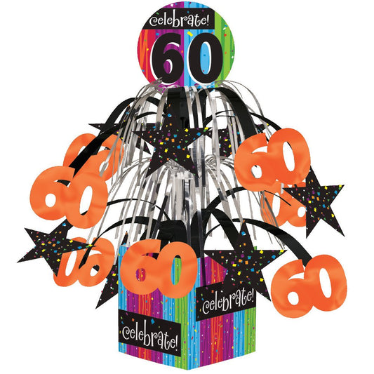 Creative Converting Party Decoration Metallic Foil Cascading Centerpiece, Milestone Celebrations 60th , 8.5 inch -