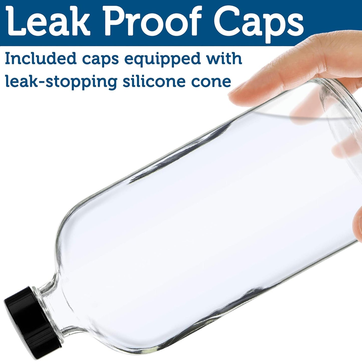 Clear Glass Spray Bottles - Refillable 16 oz Containers for Essential Oils, Cleaning, Aromatherapy | 2 Pack with Mist & Stream Sprayer