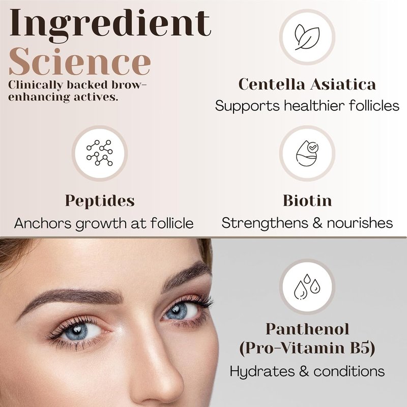 Eyebrow Growth Serum - Biotin & Peptides for Thicker, Fuller Brows | Vegan, Cruelty-Free, 5 ml