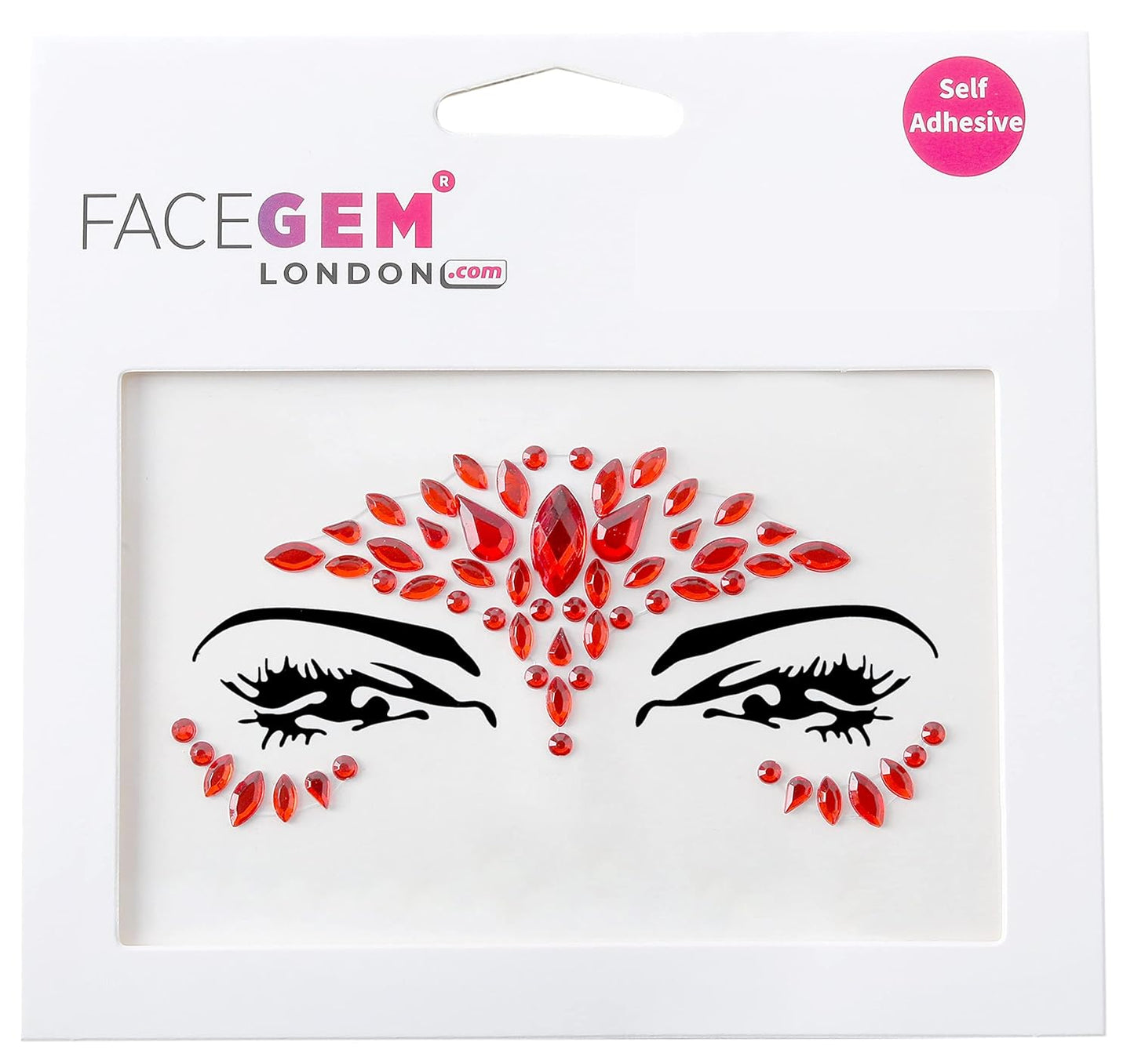 Face Gems - Adhesive Glitter Jewel Tattoo Stickers for Festival Rave | Red Body Makeup