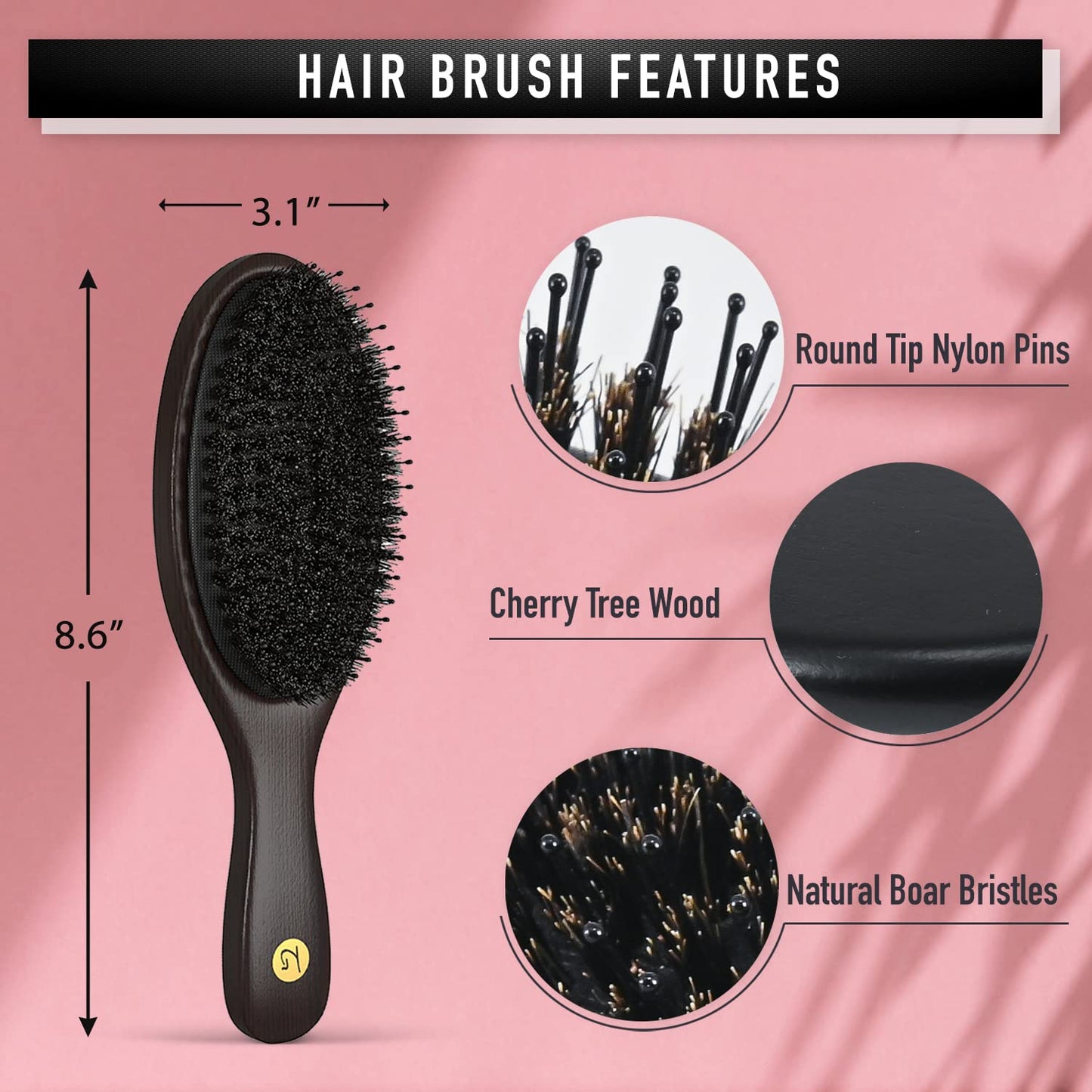Truly Genuine Stockholm Boar Bristle Hair Brush for Men & Women