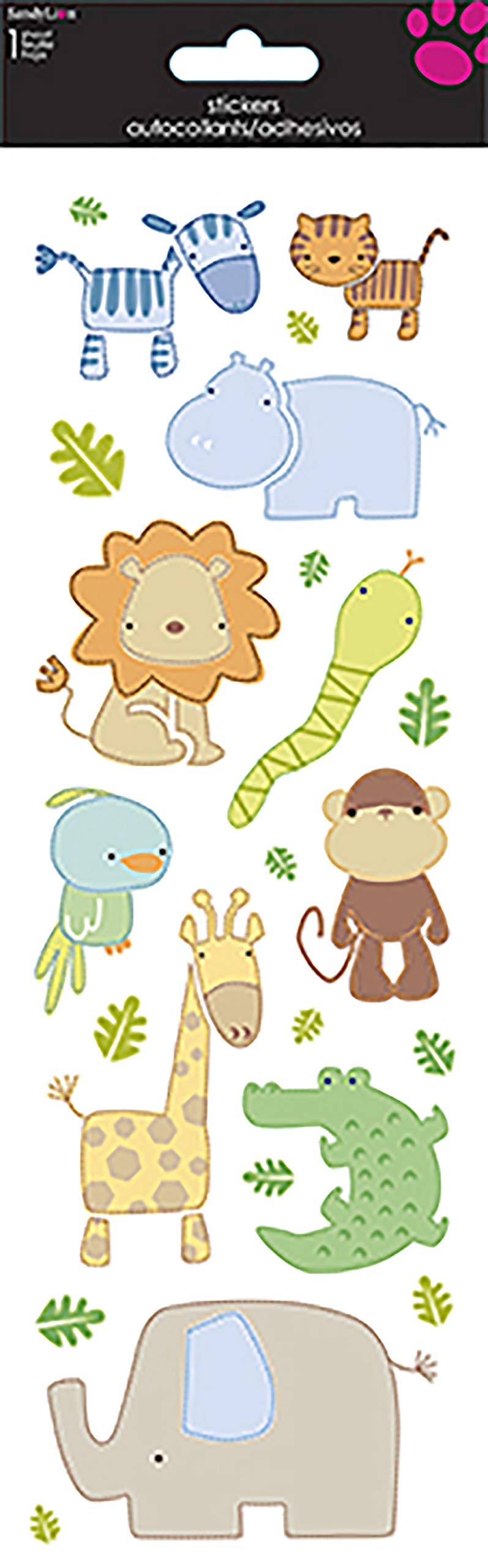 Sandylion SB4X12FO Jungle Animals Foam Sticker 4''X12''