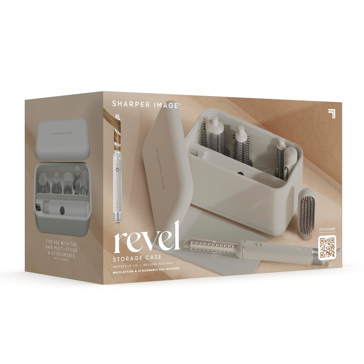 Sharper Image® Revel Airflow Styler Storage Case - Hair Tool Organizer| Durable Protective Case with Heat Pad for Multi-Styler and Attachments| Bathroom Countertop Hair Wrap Styler Organization