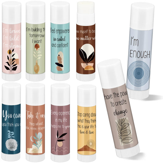 Leelosp 30 Sets Mental Health Awareness Lip Balm Gift Set with Positive Affirmation Cards, Bulk Inspirational Thank You Appreciation Gifts for Employees Volunteers Coworkers Events