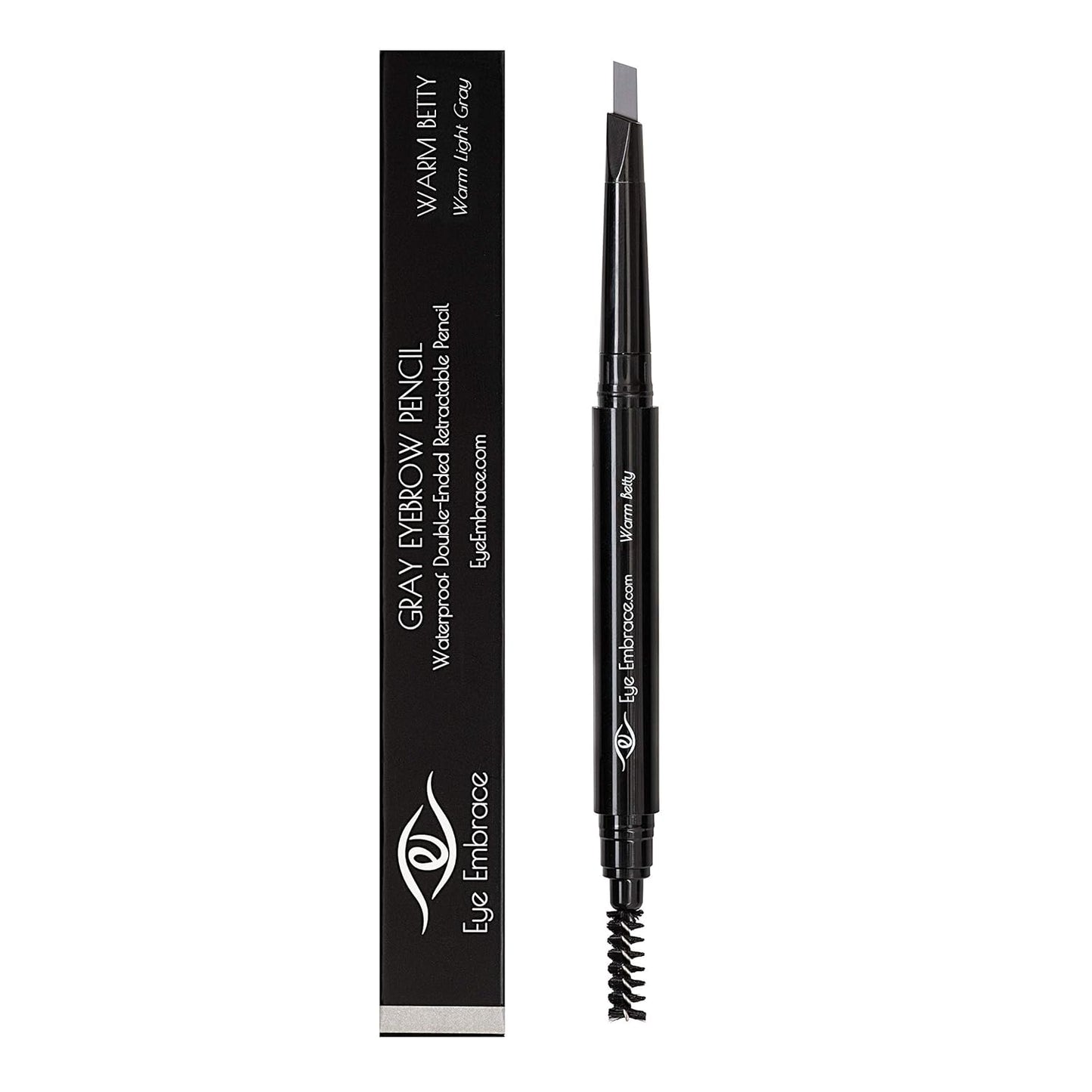 Eyebrow Pencils 4-Pack Bundle - Light & Medium Gray, Waterproof Double-Ended with Spoolie Brush