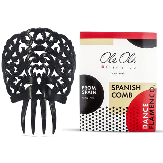 Spanish Hair Comb for Women – Traditional Flamenco Peineta Española for Girls – Ornamental Black Accessory from Spain – Flamenco Hair Combs – Spanish Combs – Mantilla Comb Model I by Ole Ole Flamenco
