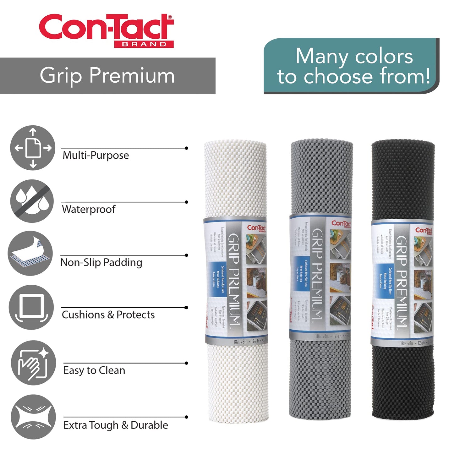 Con-Tact Brand Grip Premium Shelf Liner, Thick and Non-Adhesive Drawer Liner, Multi-Purpose and Easy to Use, 12" x 4', Lagoon, Pack of 1