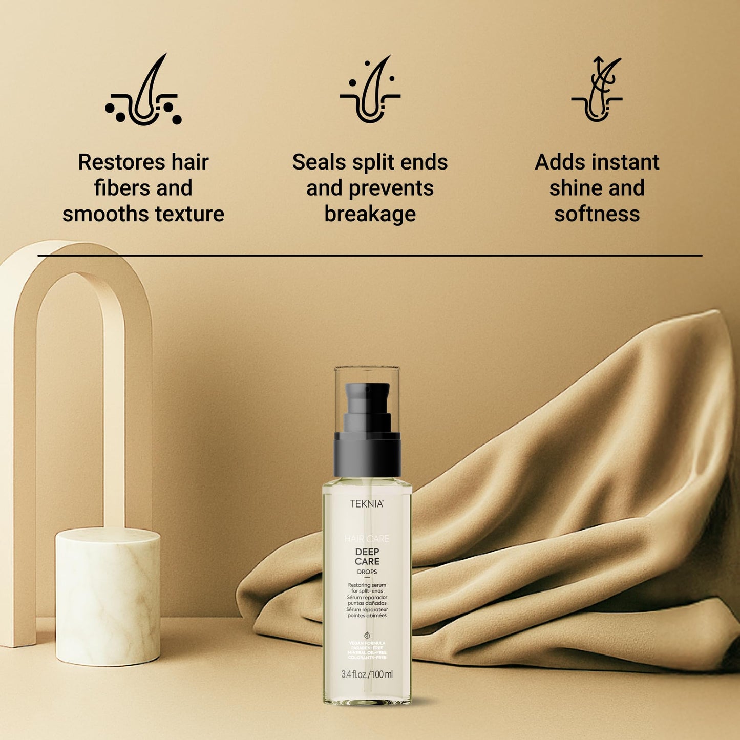 Lakmé Teknia Deep Care Hair Drops, Repairing Hair Serum for Damage, Split End Serum, 3.5 Fl Oz