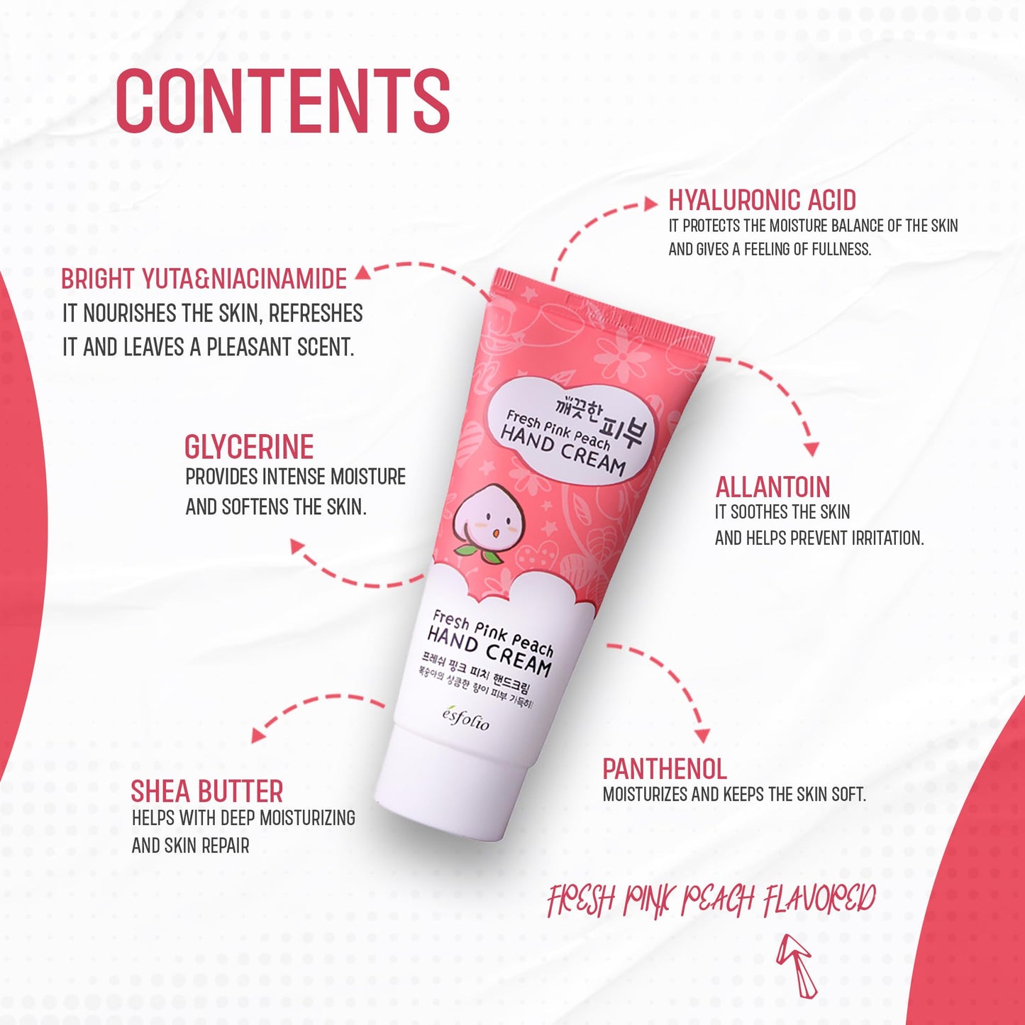 esfolio Fresh Pink Peach Hand Cream – Moisturizing Korean Hand Lotion with Peach & Apricot Extracts – Softens, Hydrates & Smooths Dry Skin – Lightweight Non-Greasy Formula (3.38 OZ/100ML)