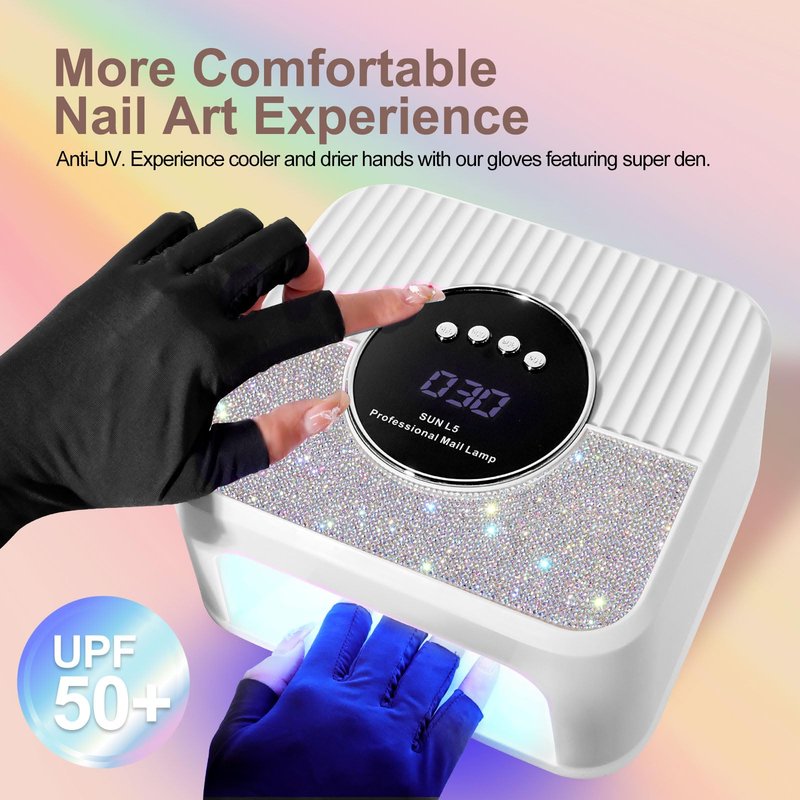 LIMEGIRL UV LED Nail Lamp Kit for Gel Polish Professional Fast Curing White Dryer Light Set with Protection Gloves Nail Art Cure Machine for Manicure Pedicure at Home and Salon