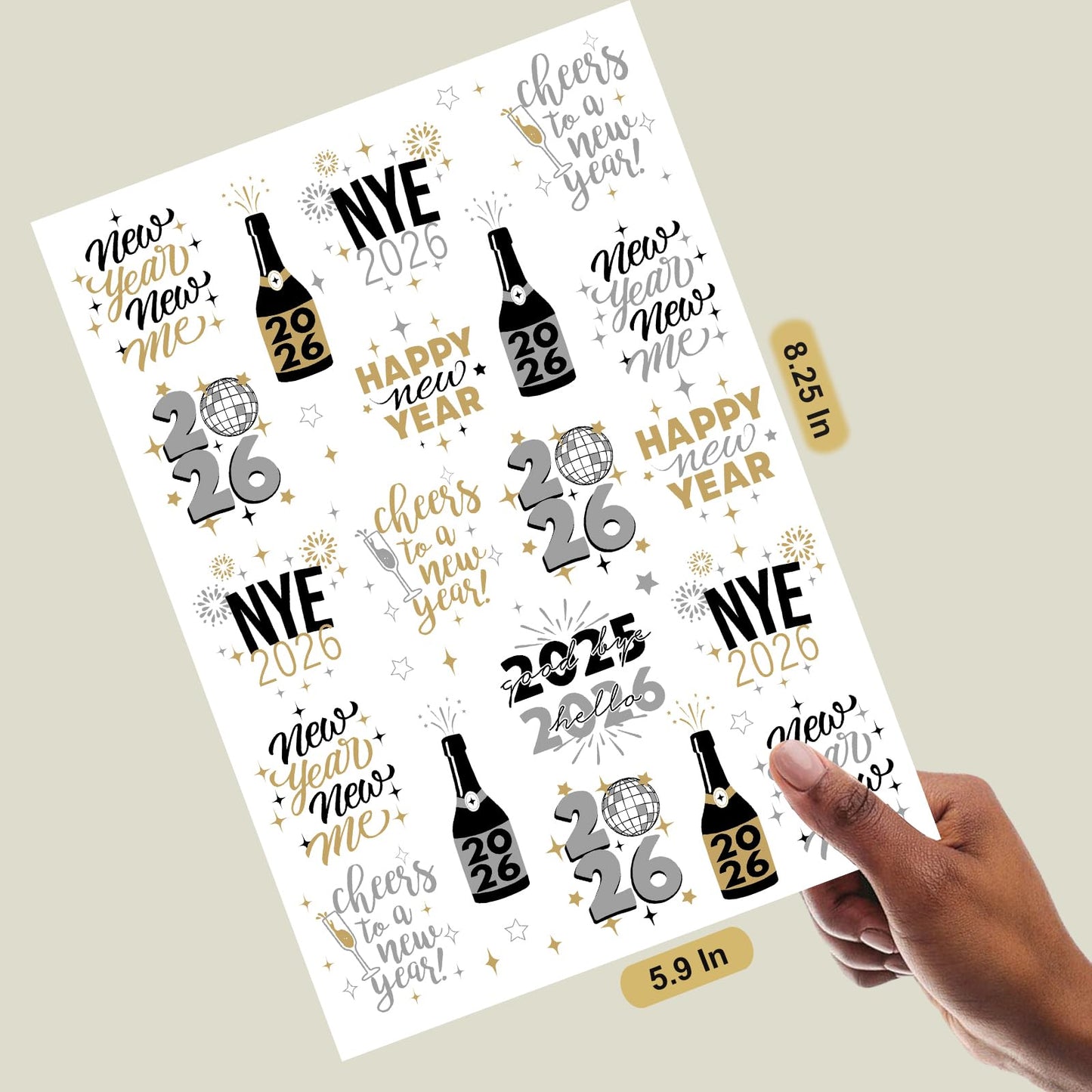 Ovasorve New Years Eve Party Supplies 2026 Temporary Tattoos 40 Gold Silver Foil Styles NYE Party Favors Happy New Years Decorations 2026 NYE Decor