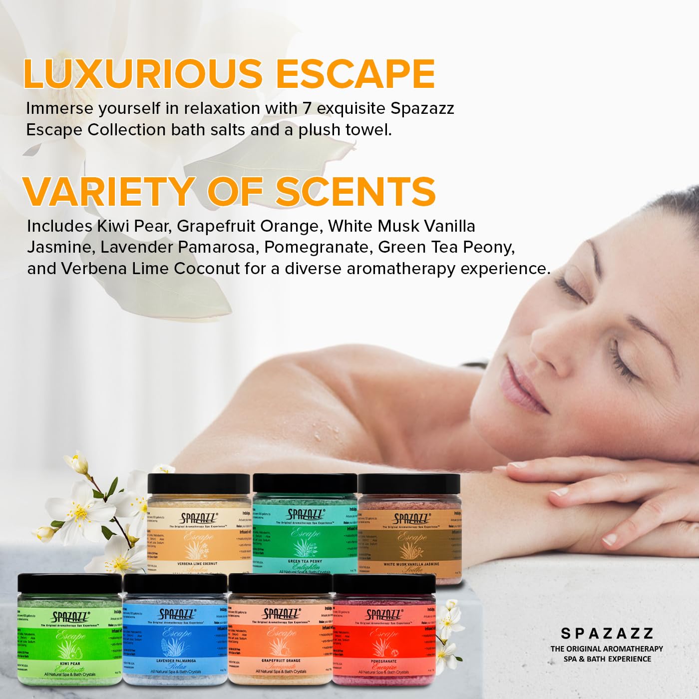 Aromatherapy Bath Salt Crystals - Spa & Hot Tub Sampler Set | 4 Oz | Lavender, Lime Coconut, Green Tea & More