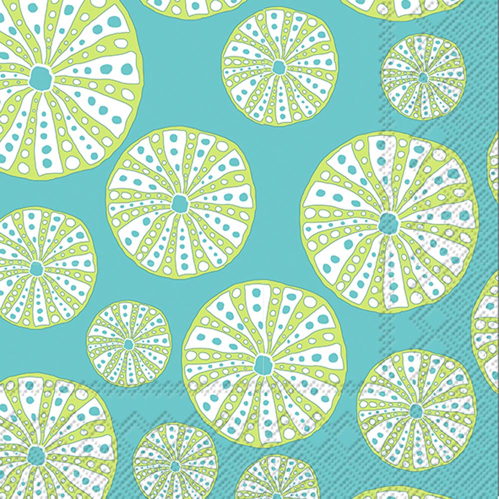 Boston International IHR Cocktail Beverage Paper Napkins, 5 x 5-Inches, Turquoise Urchin, 20-Count