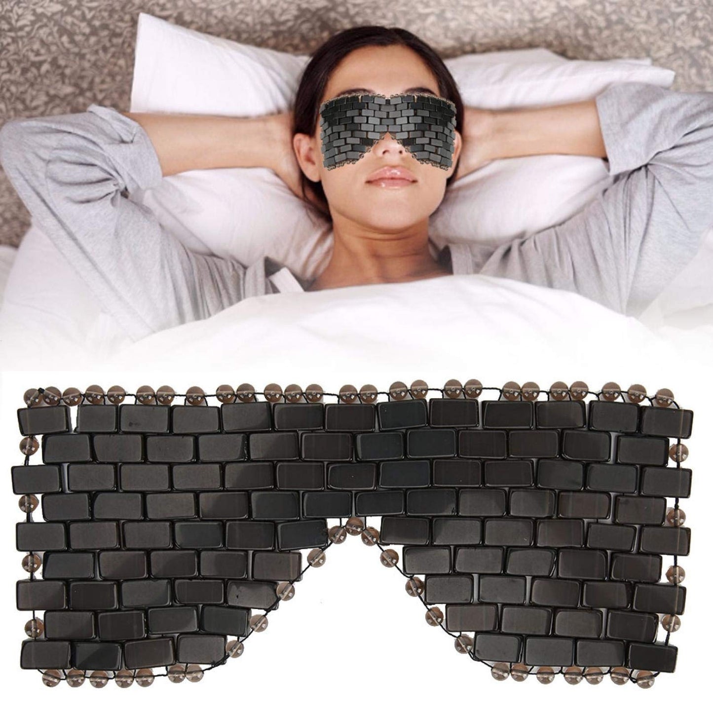 Jade Stone Eye Mask, Cooling Eye Mask Sleep Masks Eye Treatment for Puffy Eyes Dark Circles Jade Mask for Sleeping Masks Soothe Eye Fatigue(Obsidian)