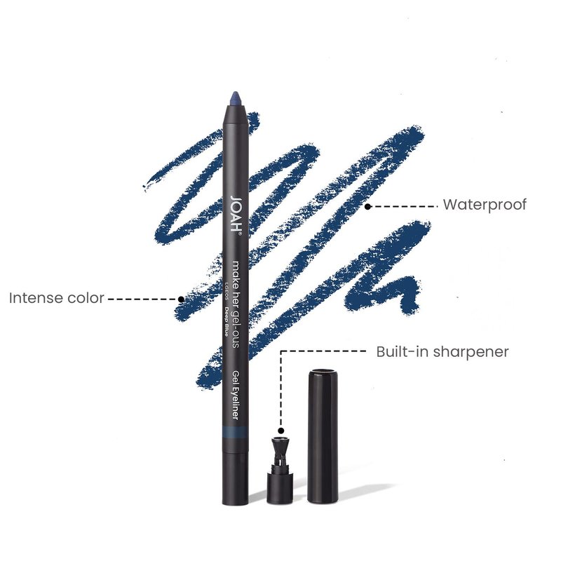 JOAH Make Her Gel-ous Gel Eyeliner with Self-Sharpening Pencil, Waterproof & Long-Lasting Intense Color Definition & Finish, Creamy No-Tug Formula - Deep Blue
