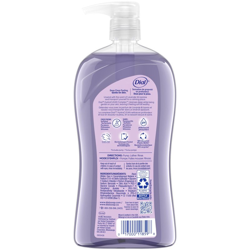 Dial Body Wash, Calm & Soothe Lavender & Jasmine Scent, 32 fl oz (Pack of 5)