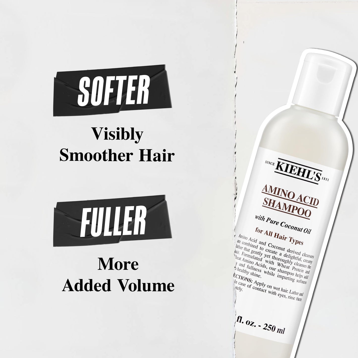 Kiehl's Amino Acid Shampoo, with Amino Acids and Coconut Oil to Clarify and Cleanse, Helps Strengthen Hair, Prevent Breakage, Suitable for All Hair Types, Paraben-Free - 8.4 fl oz