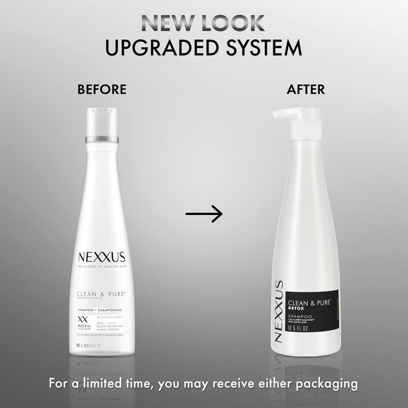 Nexxus CLEAN & PURE Shampoo Detox for Professional-Level Silicon, Sulfate & Paraben Free Hair Care Powered by Clarifix Balancer Technology with Lactic Acid 13.5 oz